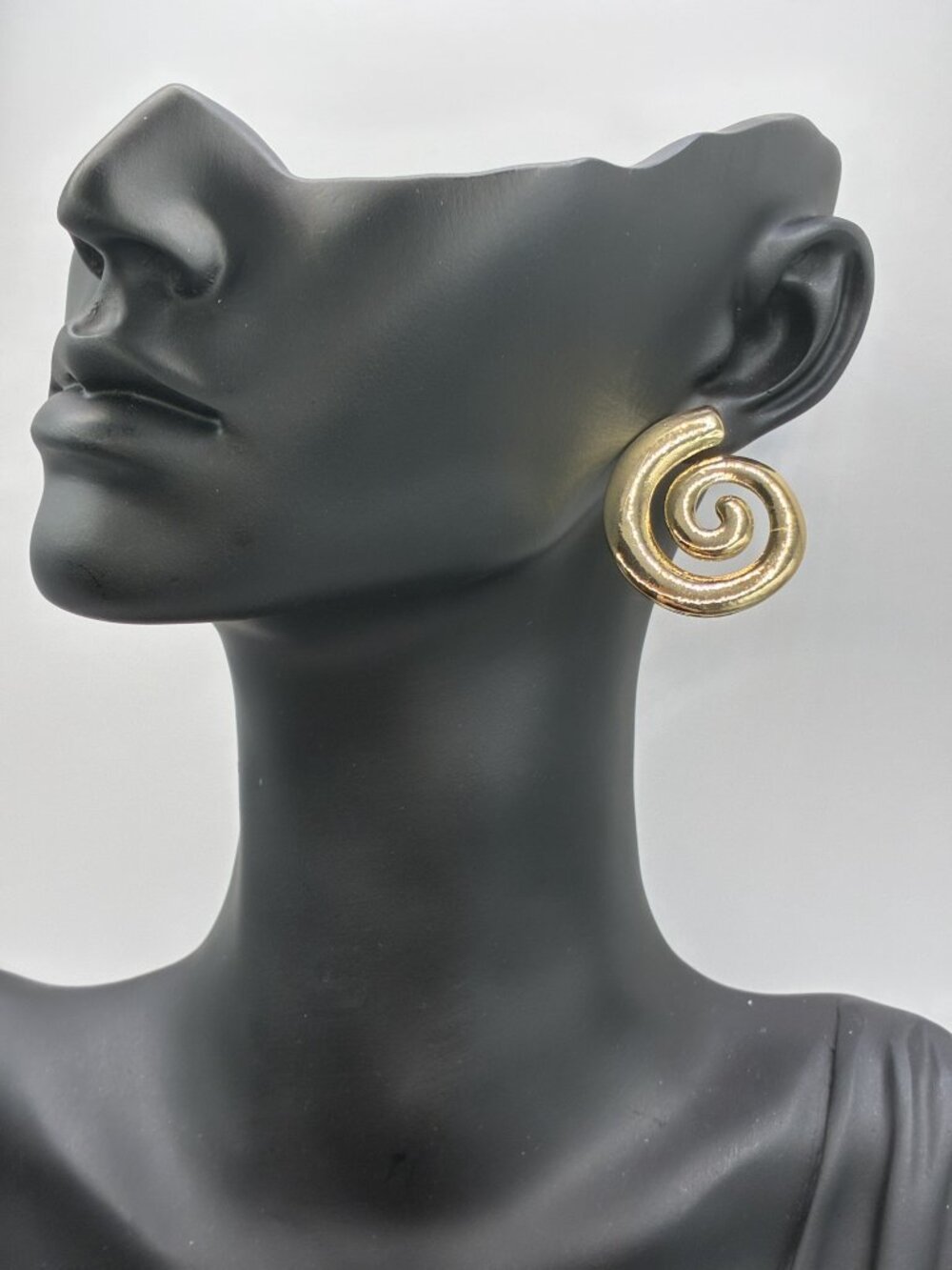 2.25" Gold Swirl Snail Shell Earrings